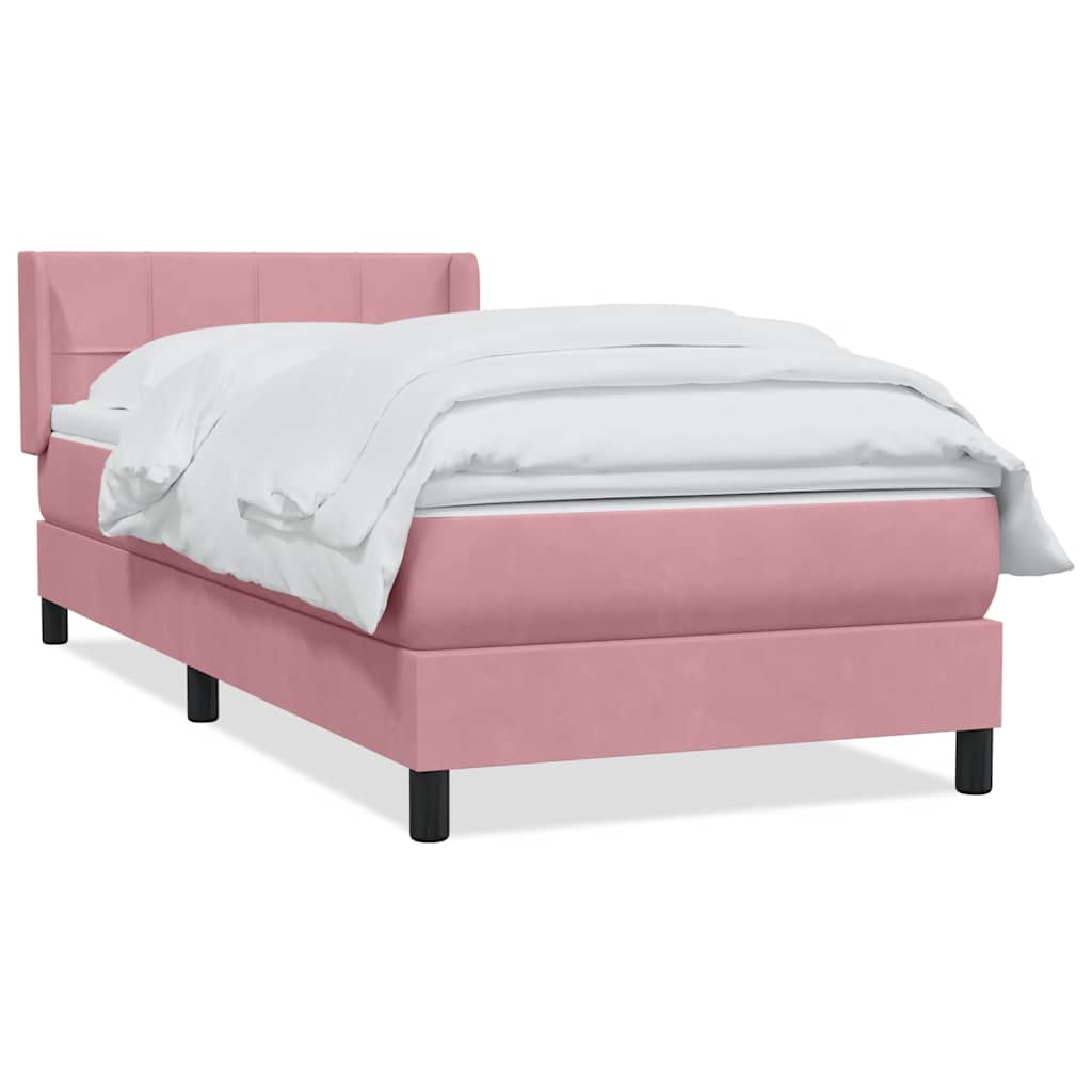 Boxspring met matras fluweel roze 80x220 cm – afbeelding 2