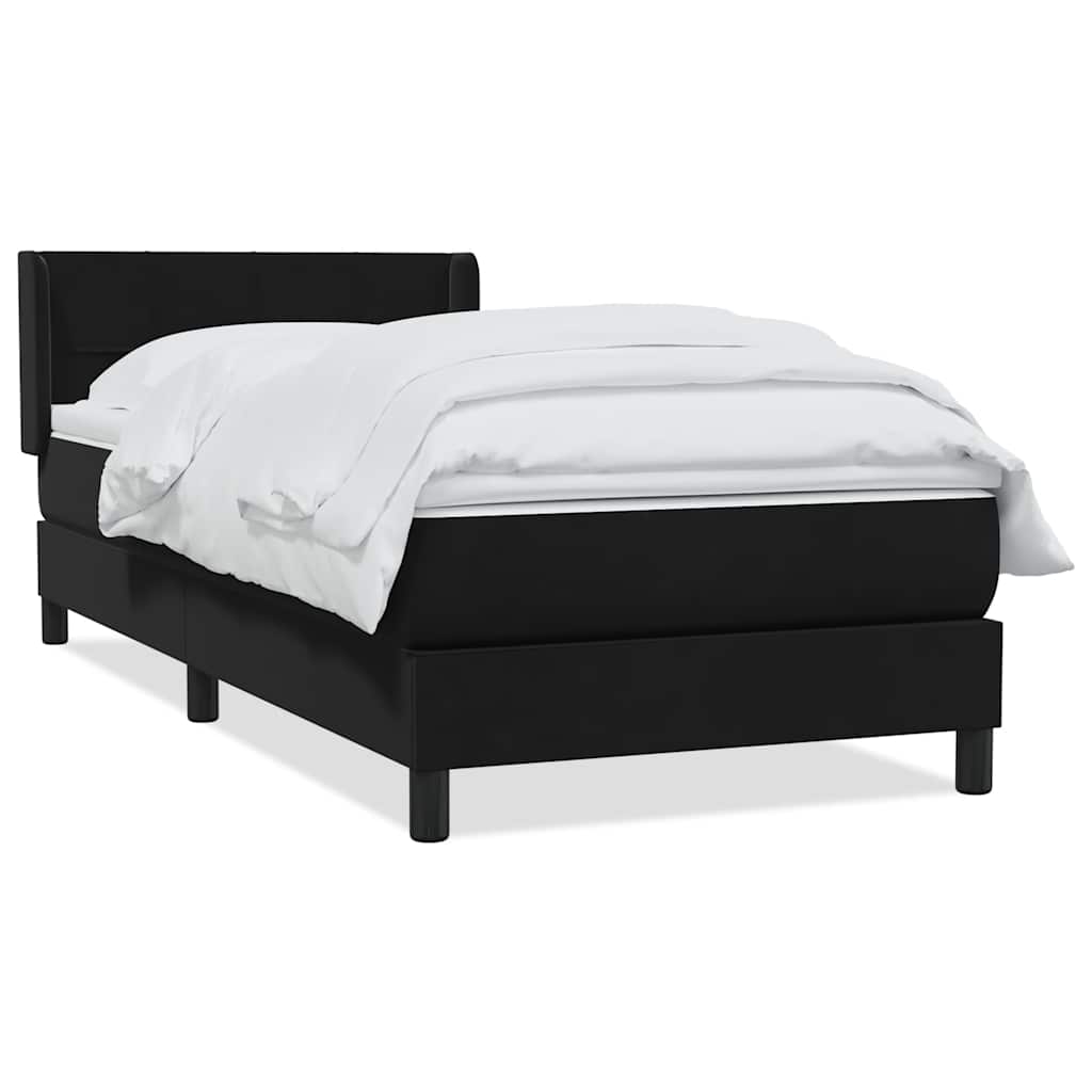 Boxspring met matras fluweel zwart 90x220 cm – afbeelding 2