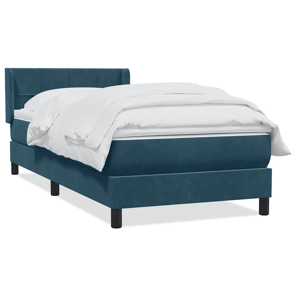 Boxspring met matras fluweel donkerblauw 100x220 cm – afbeelding 2