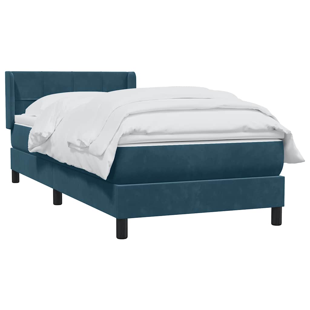 Boxspring met matras fluweel donkerblauw 100x220 cm – afbeelding 3