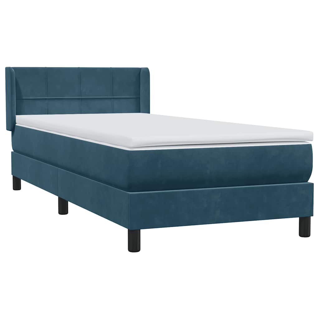 Boxspring met matras fluweel donkerblauw 100x220 cm – afbeelding 4
