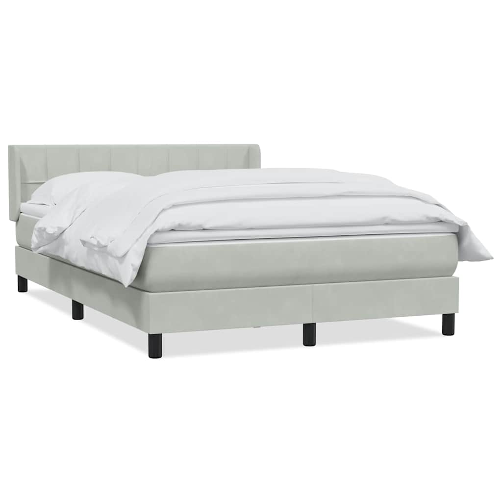Boxspring met matras fluweel lichtgrijs 140x220 cm – afbeelding 2