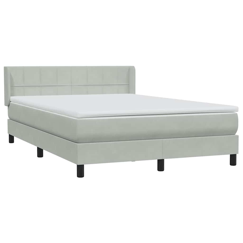 Boxspring met matras fluweel lichtgrijs 140x220 cm – afbeelding 4