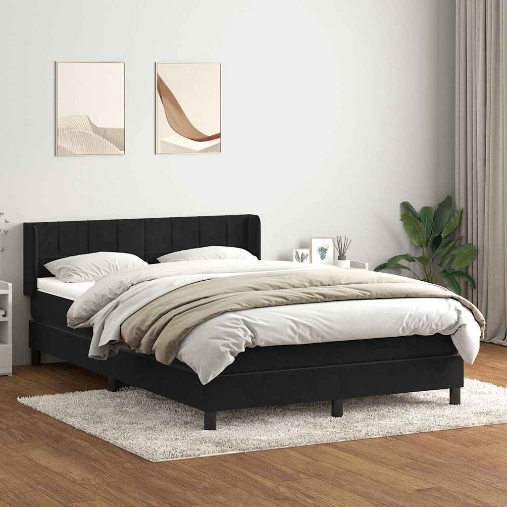 Boxspring met matras fluweel zwart 140x220 cm – afbeelding 1