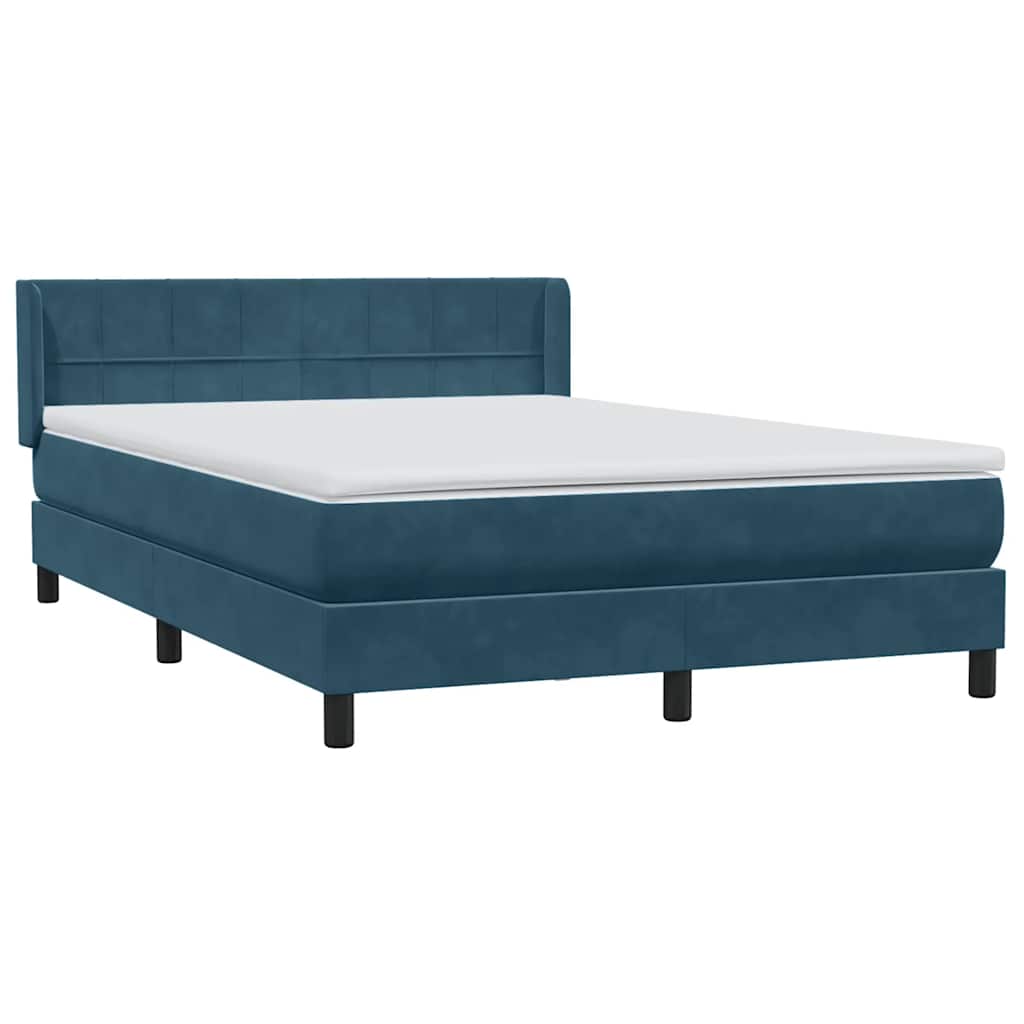 Boxspring met matras fluweel donkerblauw 140x220 cm – afbeelding 4