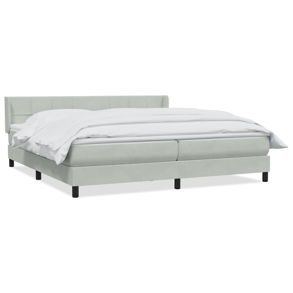 Boxspring met matras fluweel lichtgrijs 180x220 cm – afbeelding 2