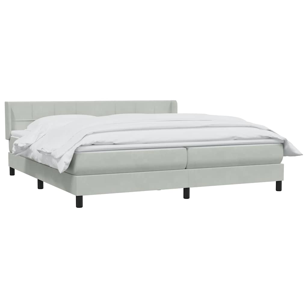 Boxspring met matras fluweel lichtgrijs 180x220 cm – afbeelding 3
