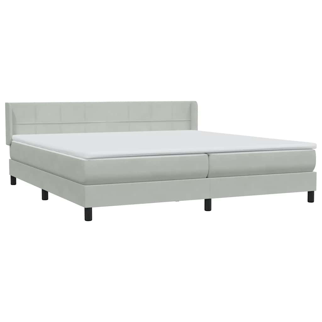Boxspring met matras fluweel lichtgrijs 180x220 cm – afbeelding 4