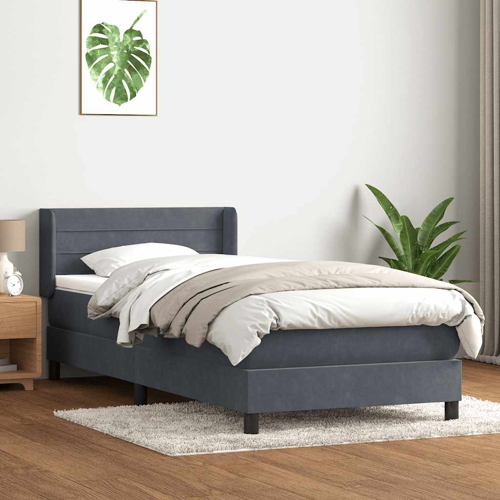 Boxspring met matras fluweel donkergrijs 80x210 cm – afbeelding 1