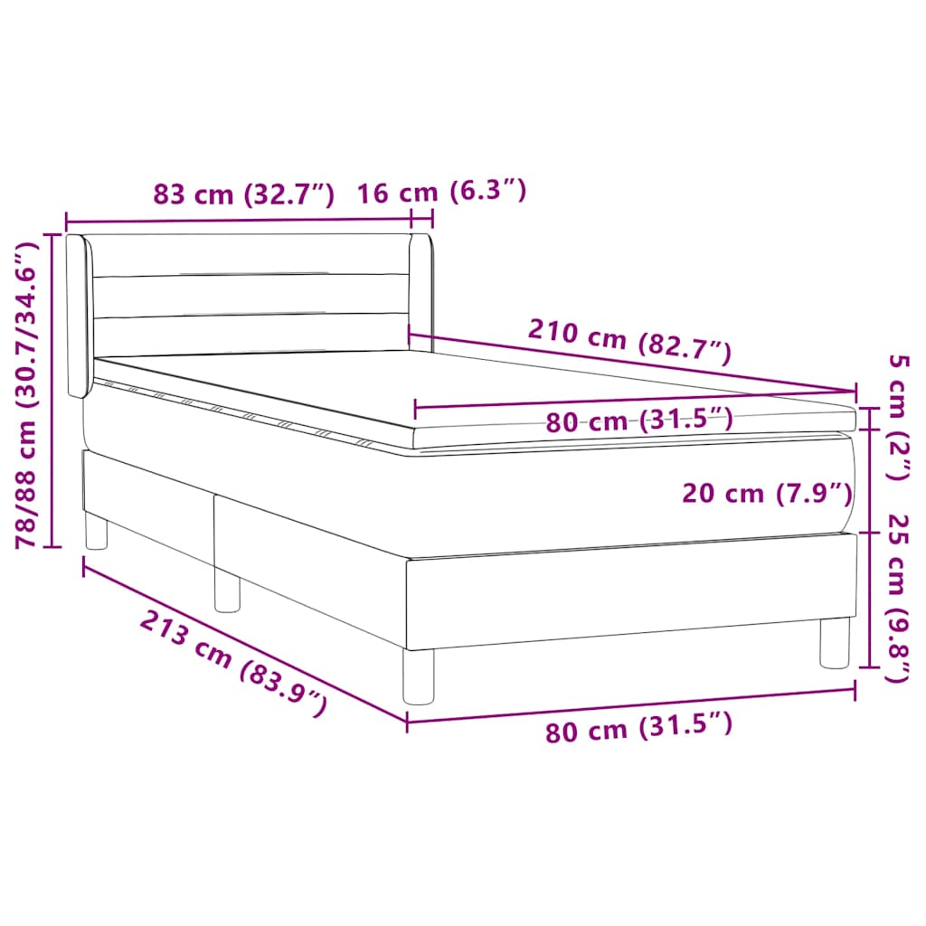 Boxspring met matras fluweel donkergroen 80x210 cm – afbeelding 12