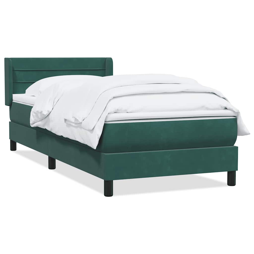 Boxspring met matras fluweel donkergroen 80x210 cm – afbeelding 2