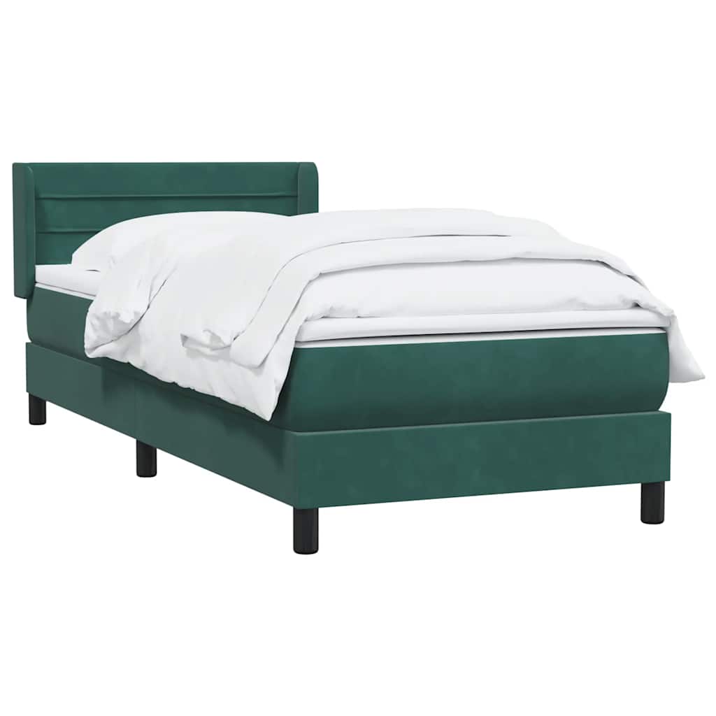 Boxspring met matras fluweel donkergroen 80x210 cm – afbeelding 3