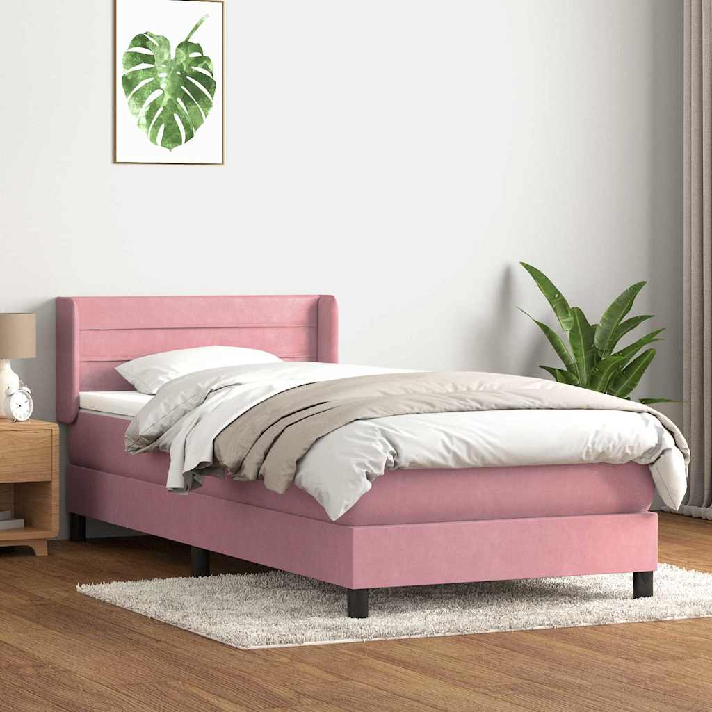 Boxspring met matras fluweel roze 80x210 cm – afbeelding 1