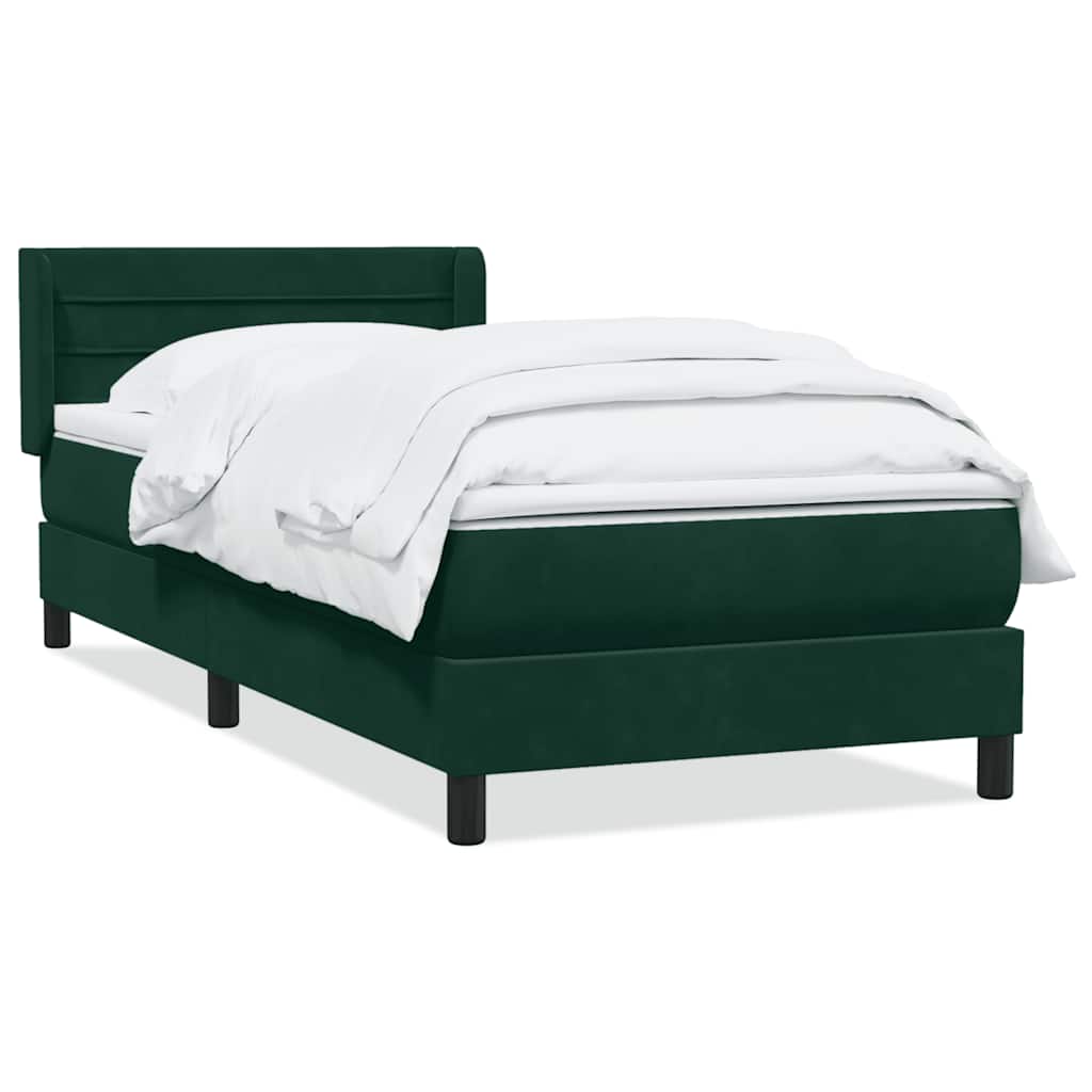 Boxspring met matras fluweel donkergroen 90x210 cm – afbeelding 2