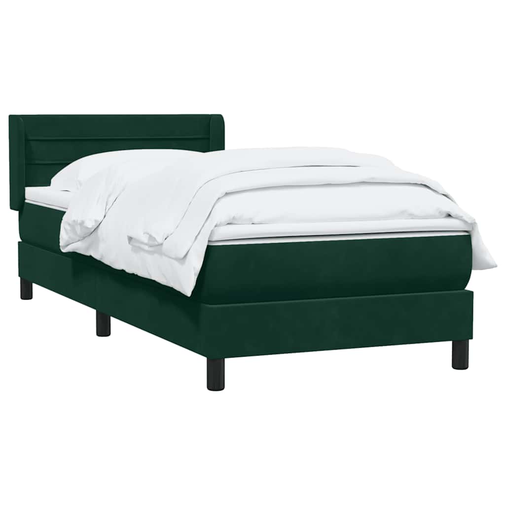 Boxspring met matras fluweel donkergroen 90x210 cm – afbeelding 3