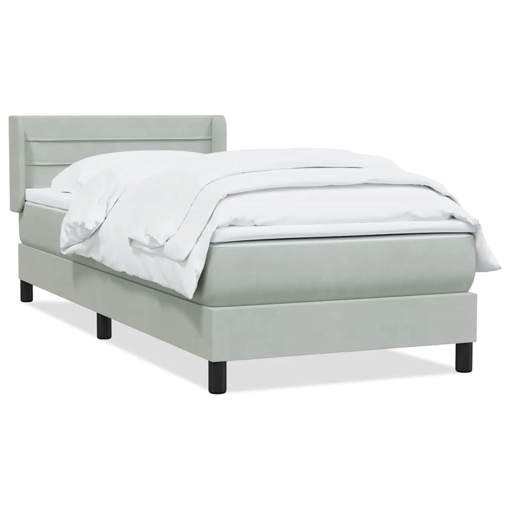 Boxspring met matras fluweel lichtgrijs 100x210 cm – afbeelding 2