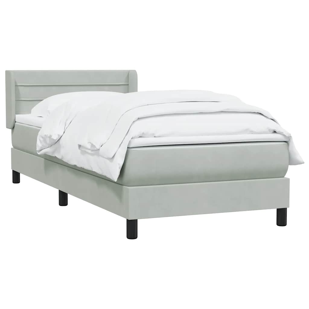 Boxspring met matras fluweel lichtgrijs 100x210 cm – afbeelding 3