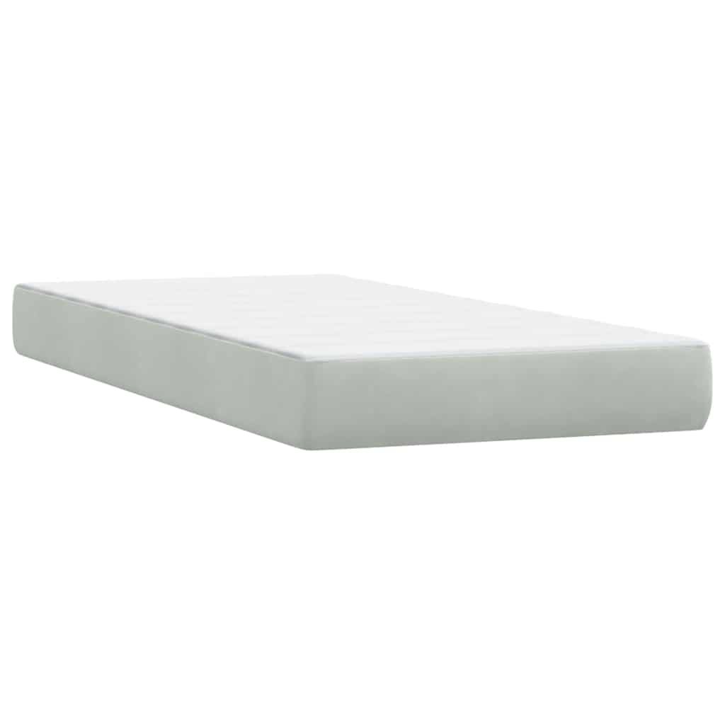 Boxspring met matras fluweel lichtgrijs 100x210 cm – afbeelding 6