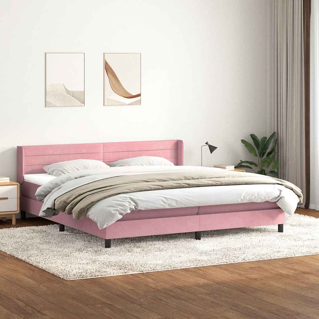 Boxspring met matras fluweel roze 180x210 cm – afbeelding 1