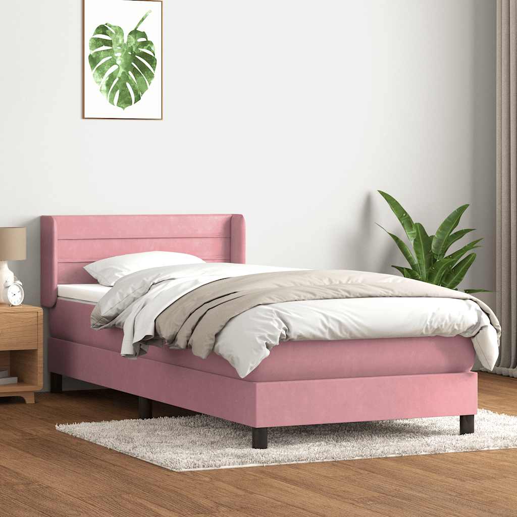 Boxspring met matras fluweel roze 80x220 cm – afbeelding 1