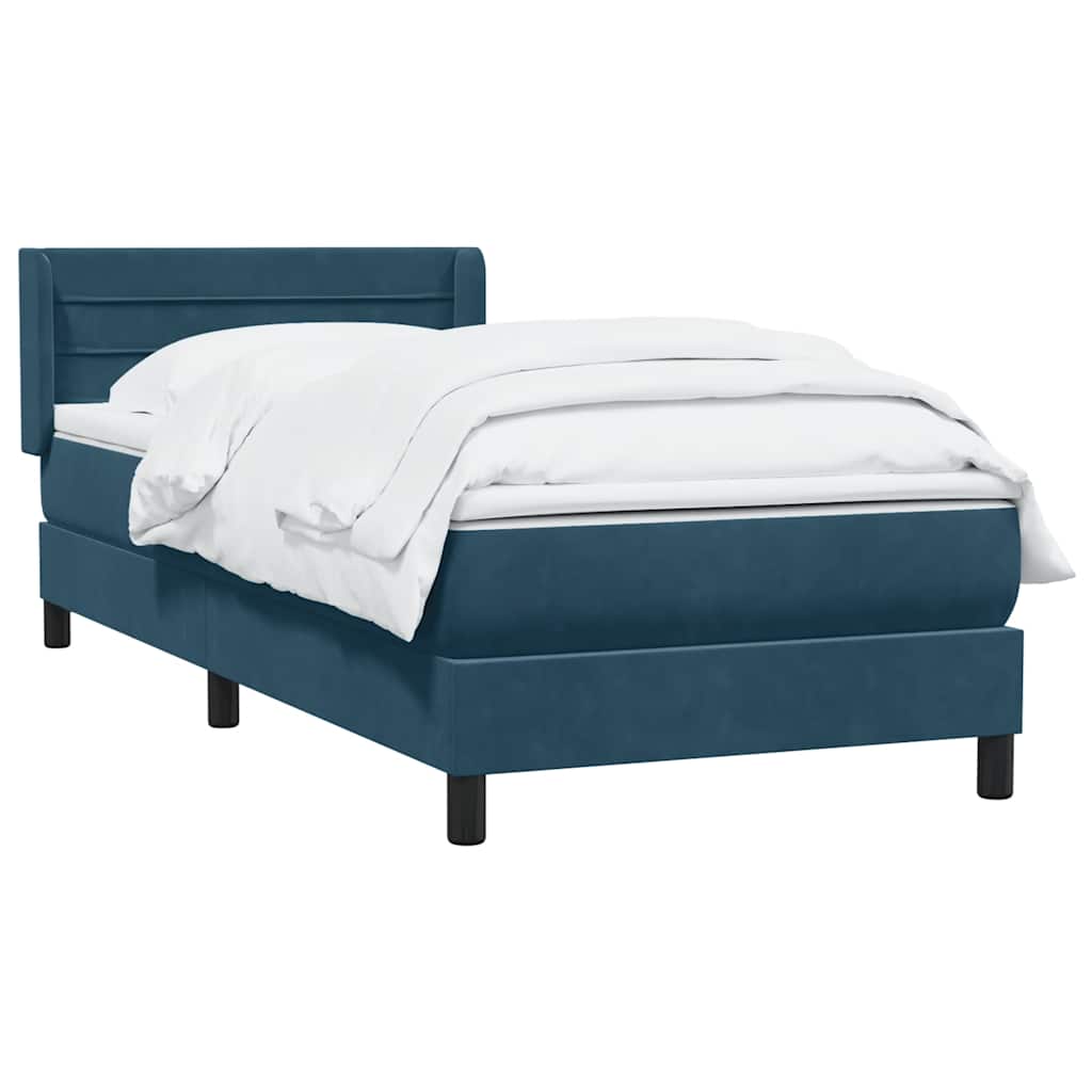 Boxspring met matras fluweel donkerblauw 90x220 cm – afbeelding 3