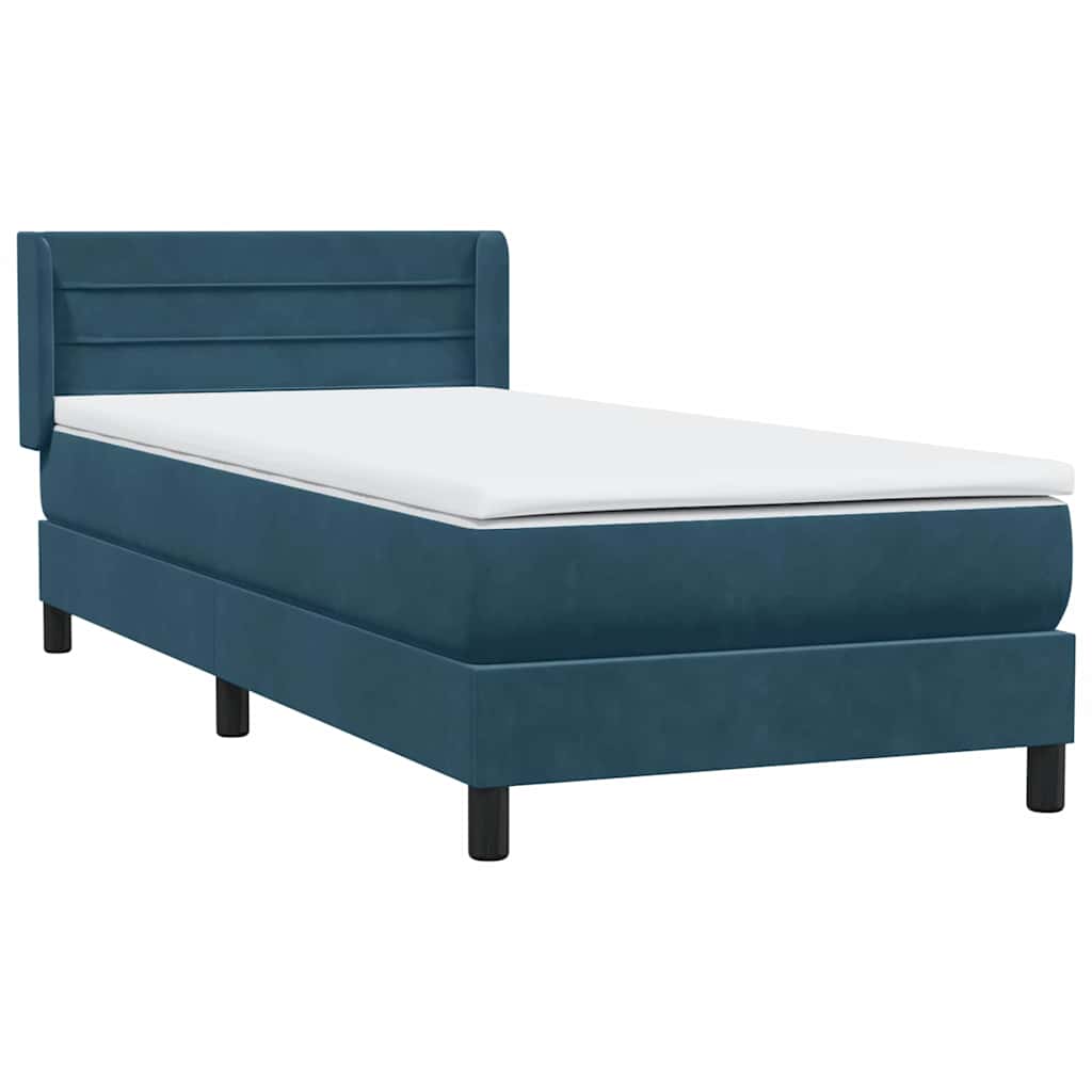 Boxspring met matras fluweel donkerblauw 90x220 cm – afbeelding 4