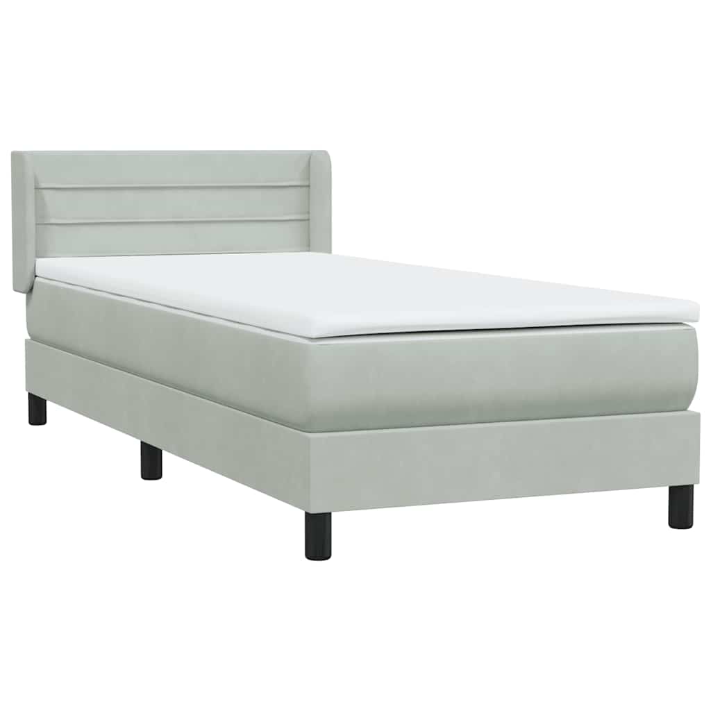 Boxspring met matras fluweel lichtgrijs 100x220 cm – afbeelding 4