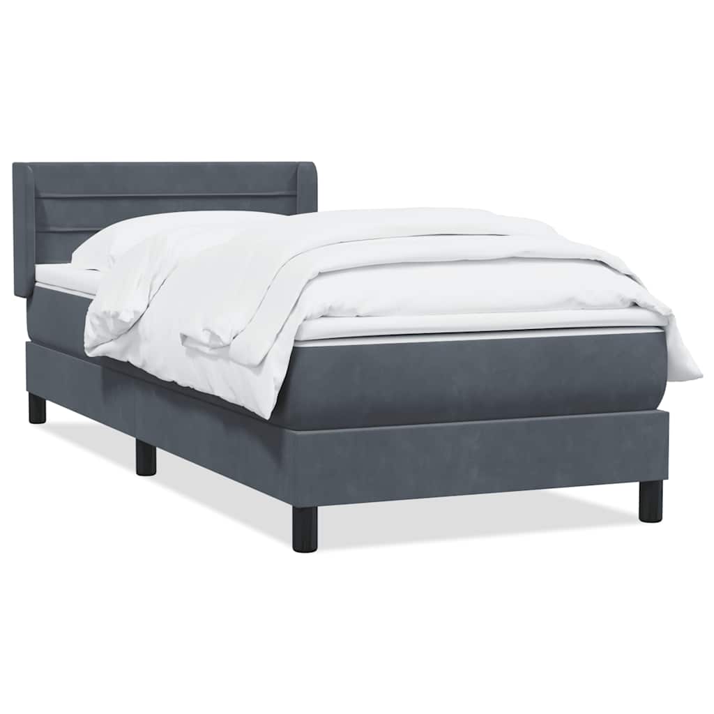 Boxspring met matras fluweel donkergrijs 100x220 cm – afbeelding 2