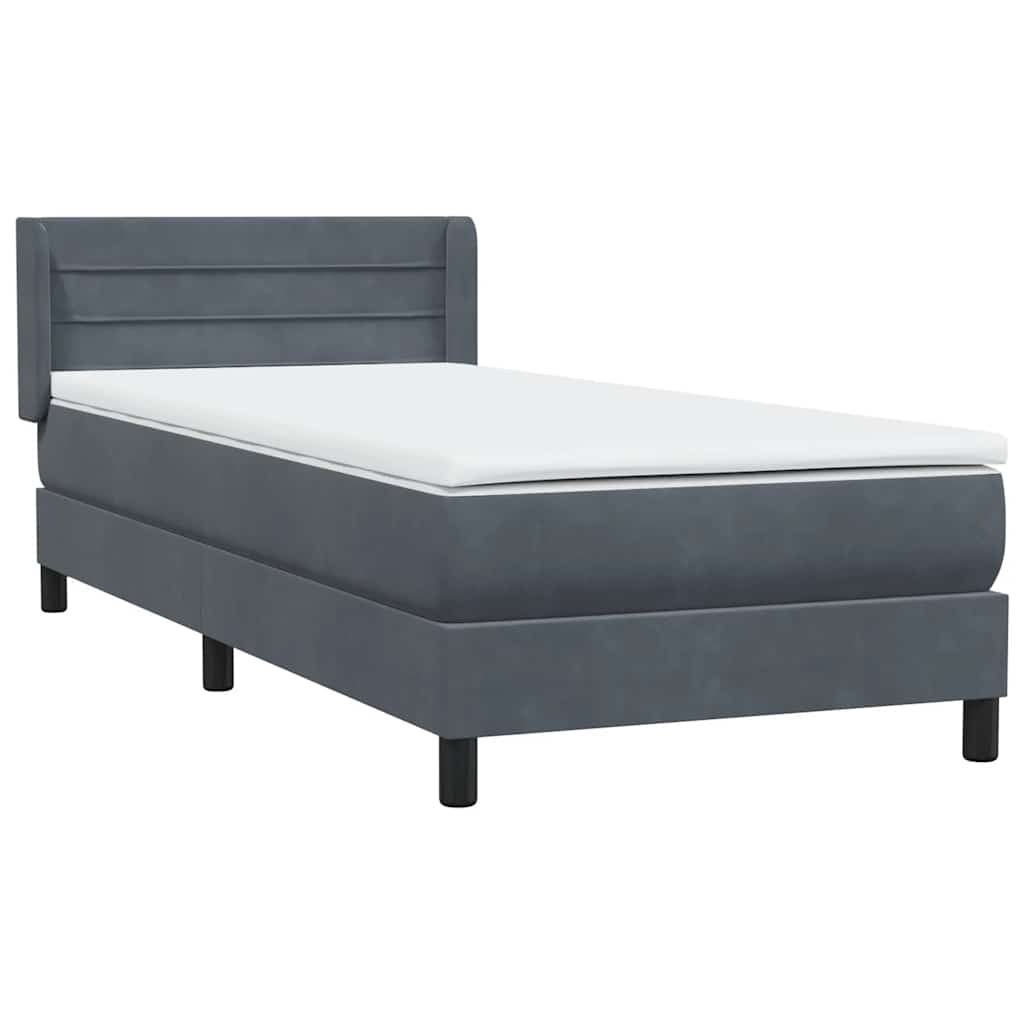 Boxspring met matras fluweel donkergrijs 100x220 cm – afbeelding 4