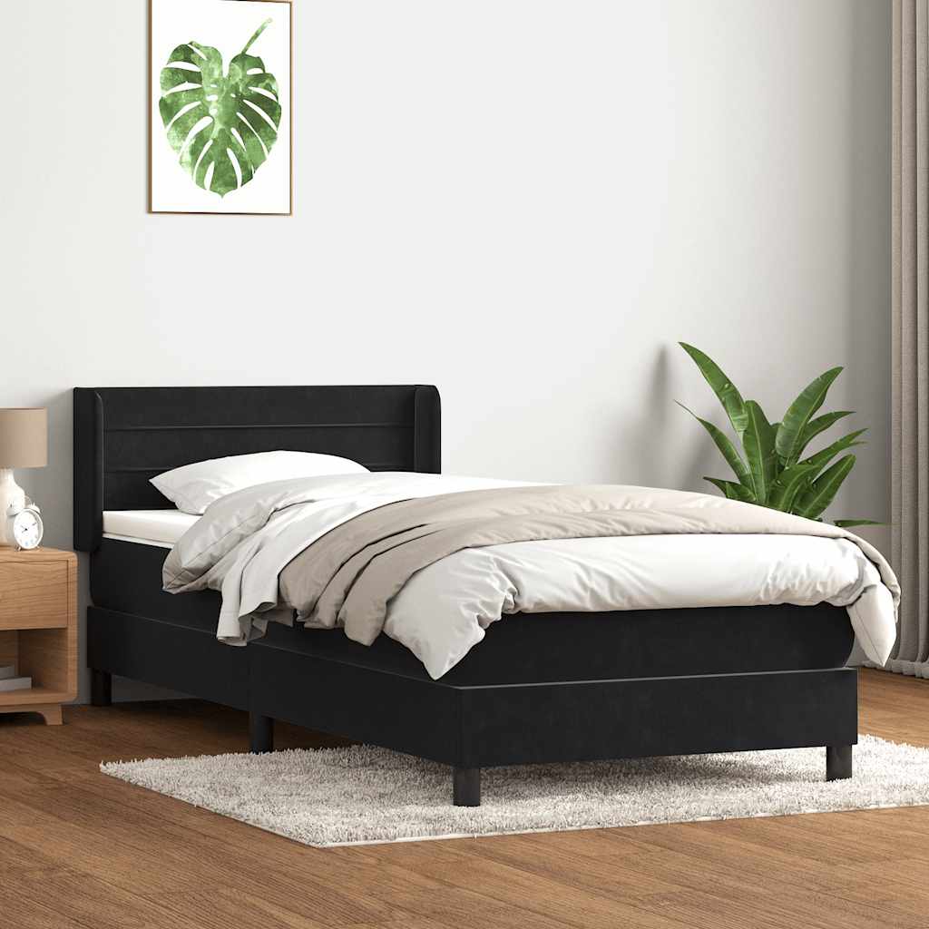 Boxspring met matras fluweel zwart 100x220 cm – afbeelding 1