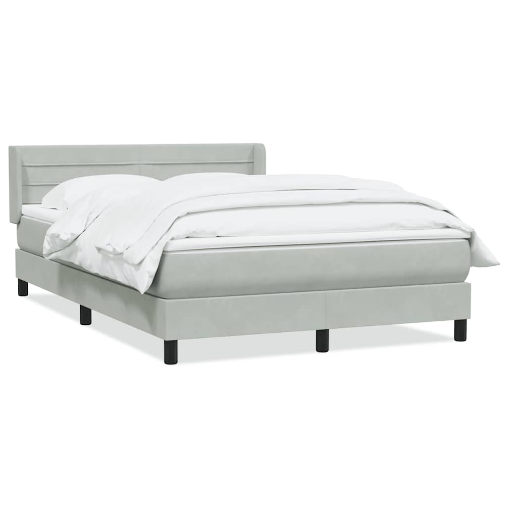 Boxspring met matras fluweel lichtgrijs 140x220 cm – afbeelding 2
