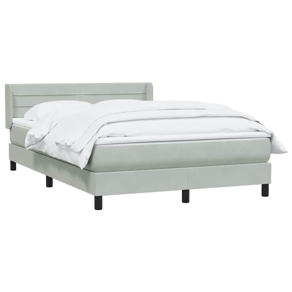 Boxspring met matras fluweel lichtgrijs 140x220 cm – afbeelding 3