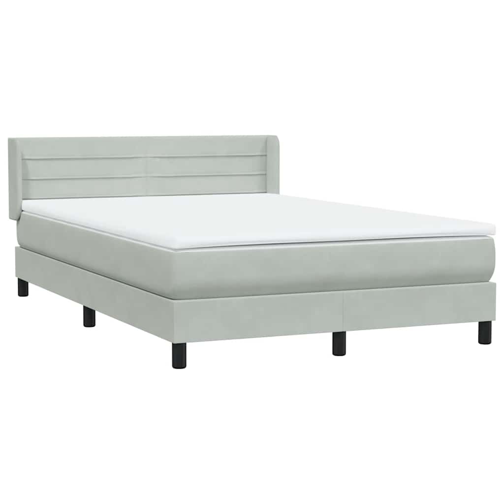 Boxspring met matras fluweel lichtgrijs 140x220 cm – afbeelding 4