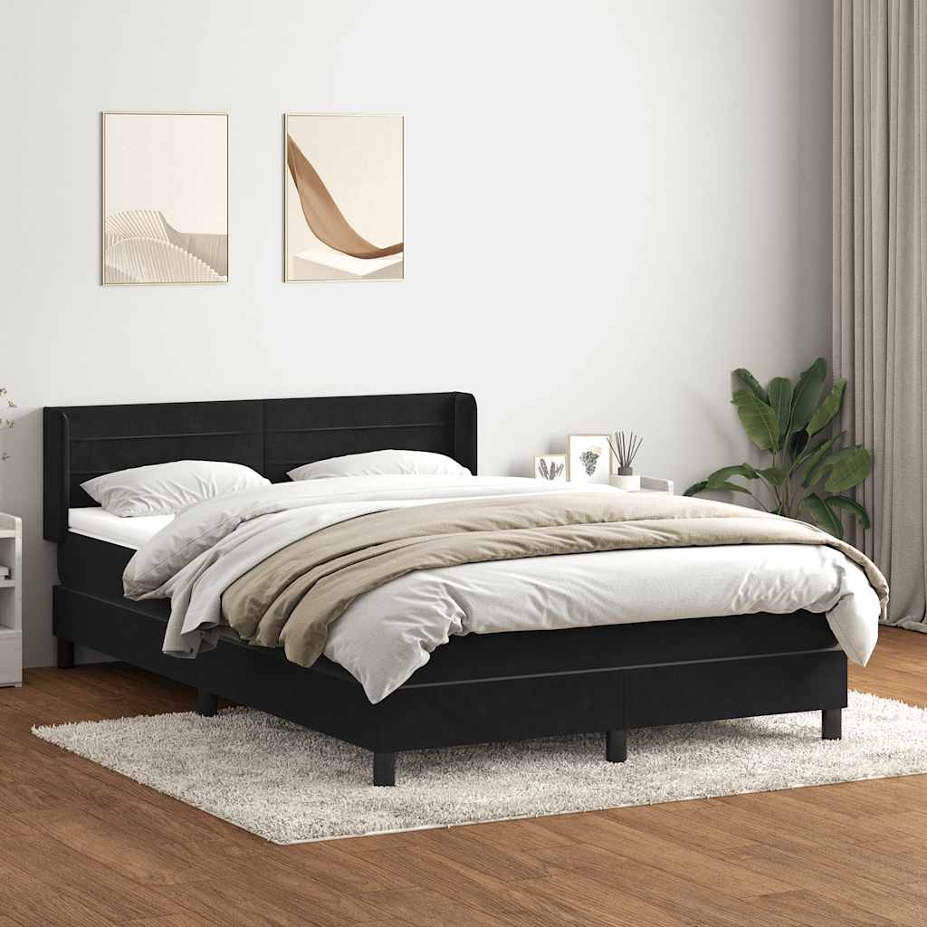 Boxspring met matras fluweel zwart 140x220 cm – afbeelding 1