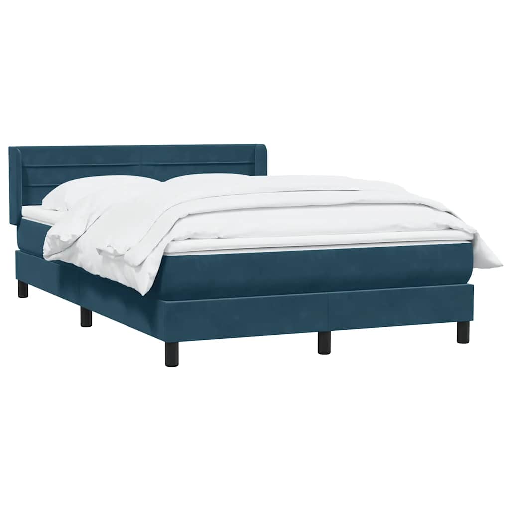 Boxspring met matras fluweel donkerblauw 140x220 cm – afbeelding 3