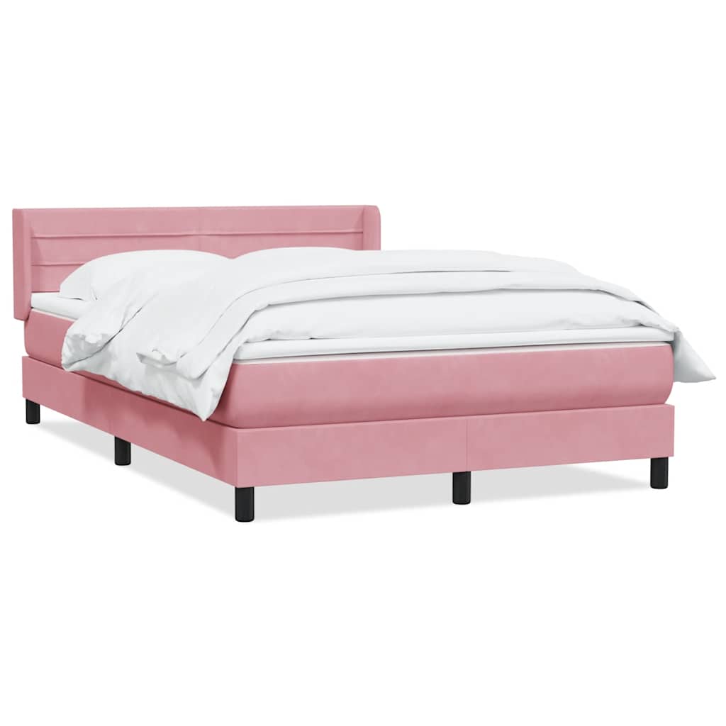 Boxspring met matras fluweel roze 140x220 cm – afbeelding 2