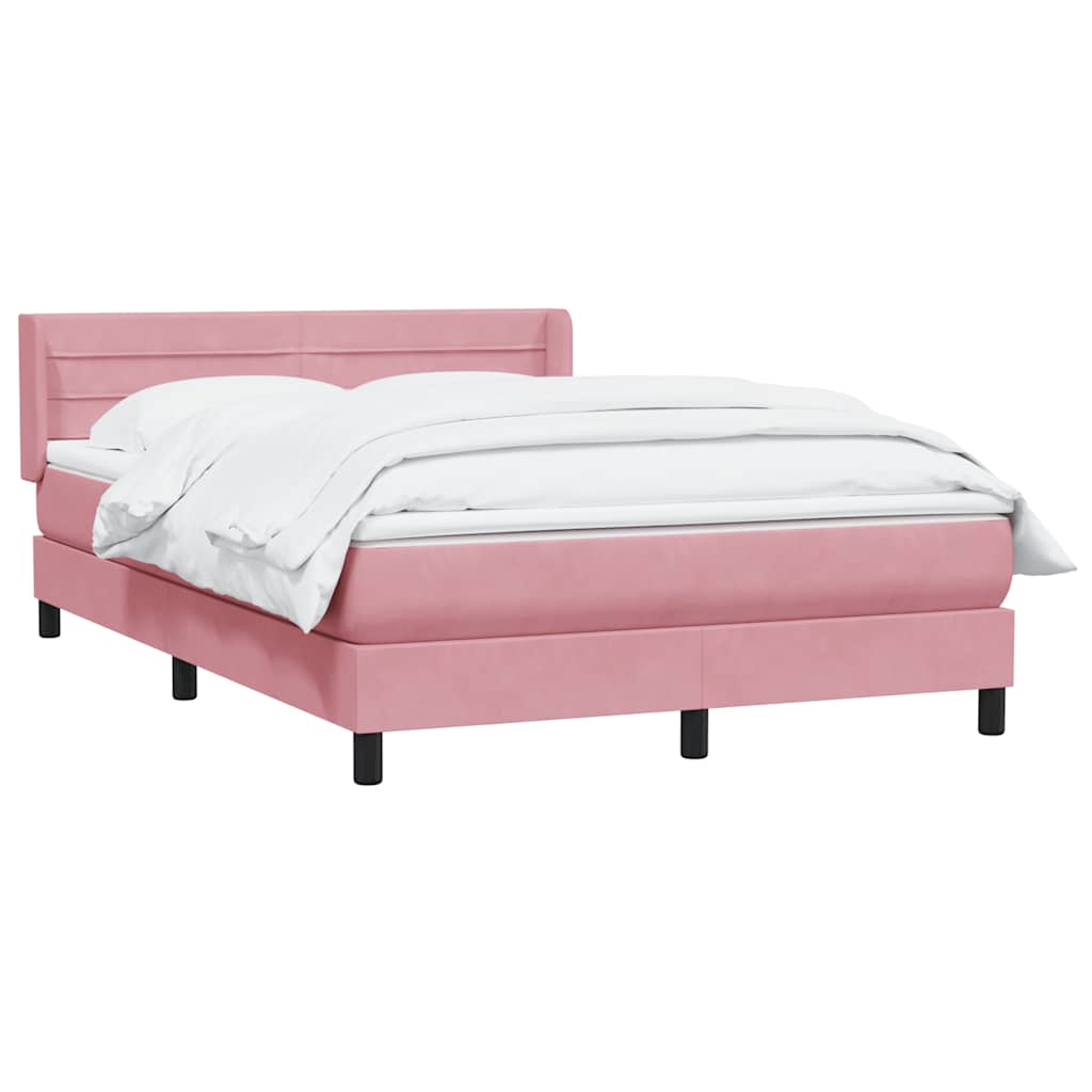 Boxspring met matras fluweel roze 140x220 cm – afbeelding 3