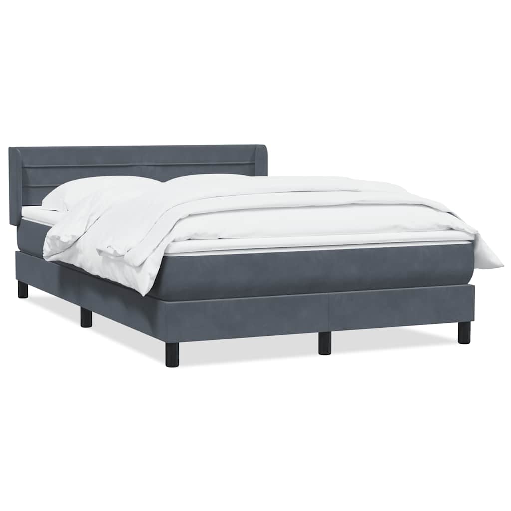 Boxspring met matras fluweel donkergrijs 160x220 cm – afbeelding 2
