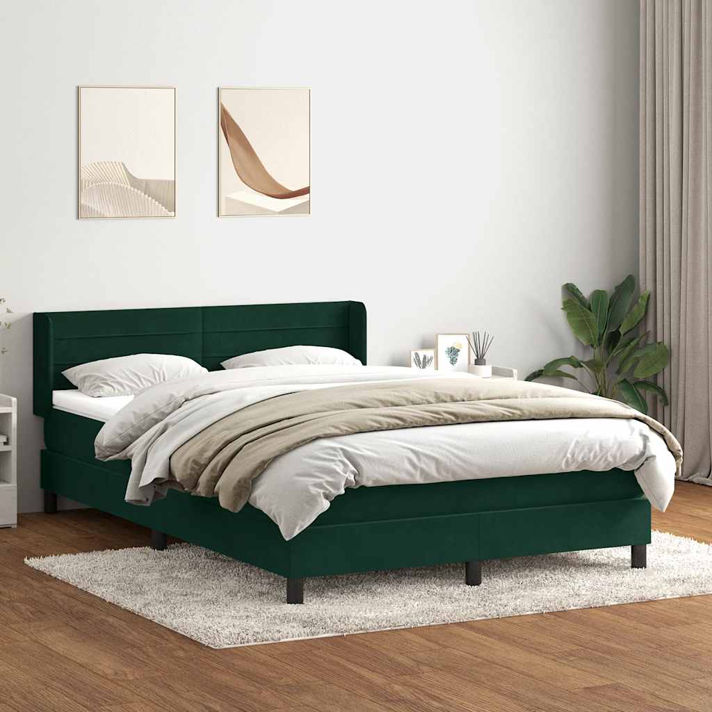 Boxspring met matras fluweel donkergroen 160x220 cm – afbeelding 1
