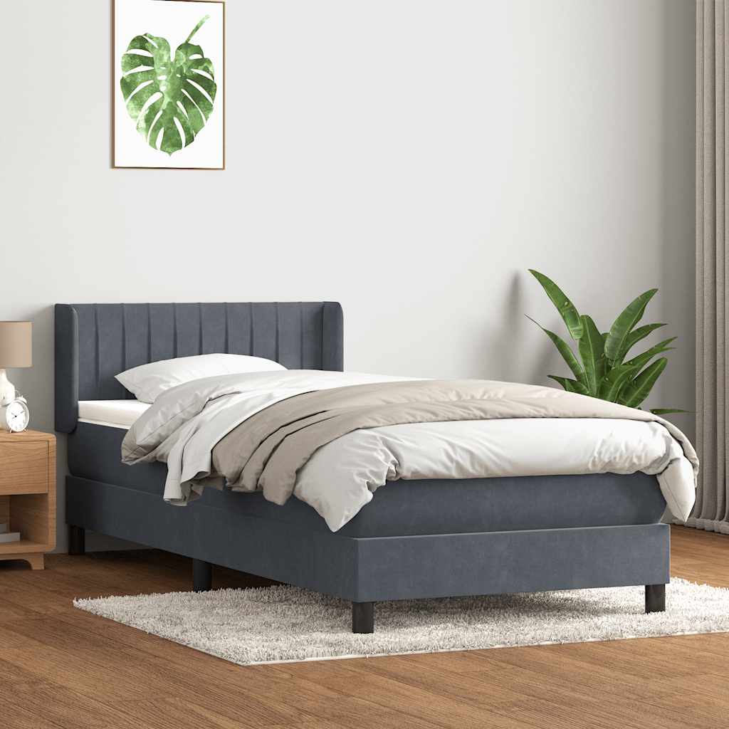 Boxspring met matras fluweel donkergrijs 80x210 cm – afbeelding 1