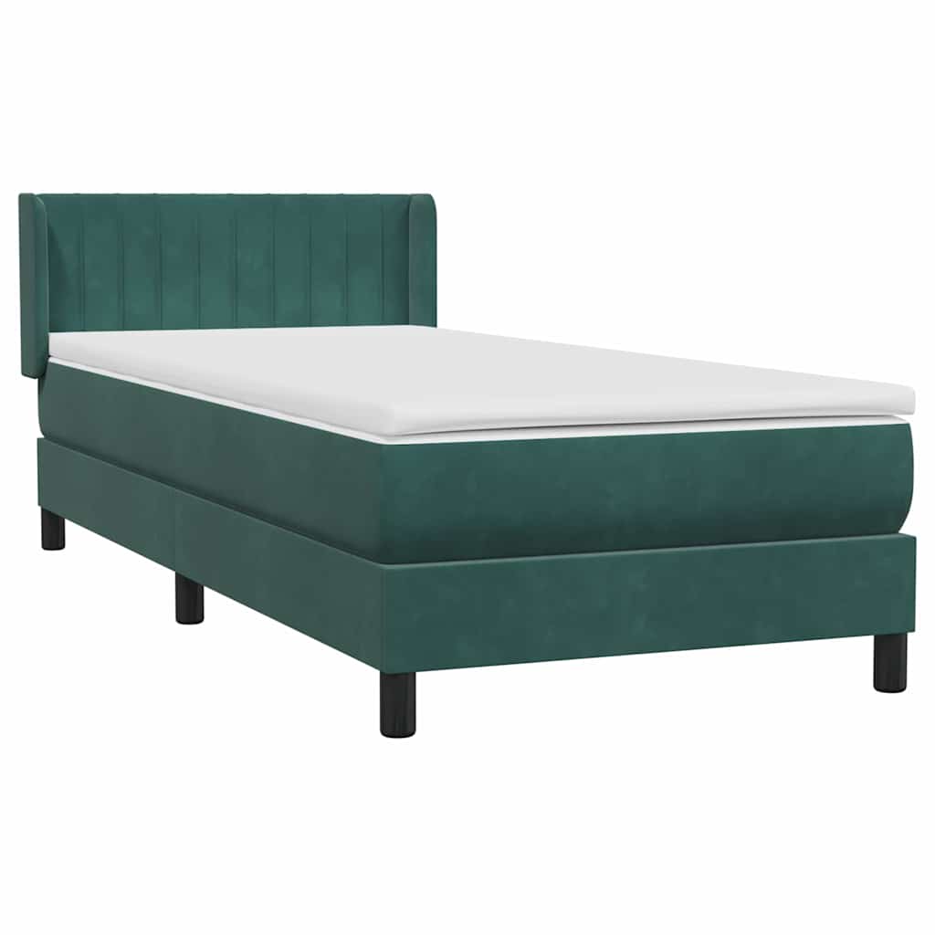 Boxspring met matras fluweel donkergroen 80x210 cm – afbeelding 4