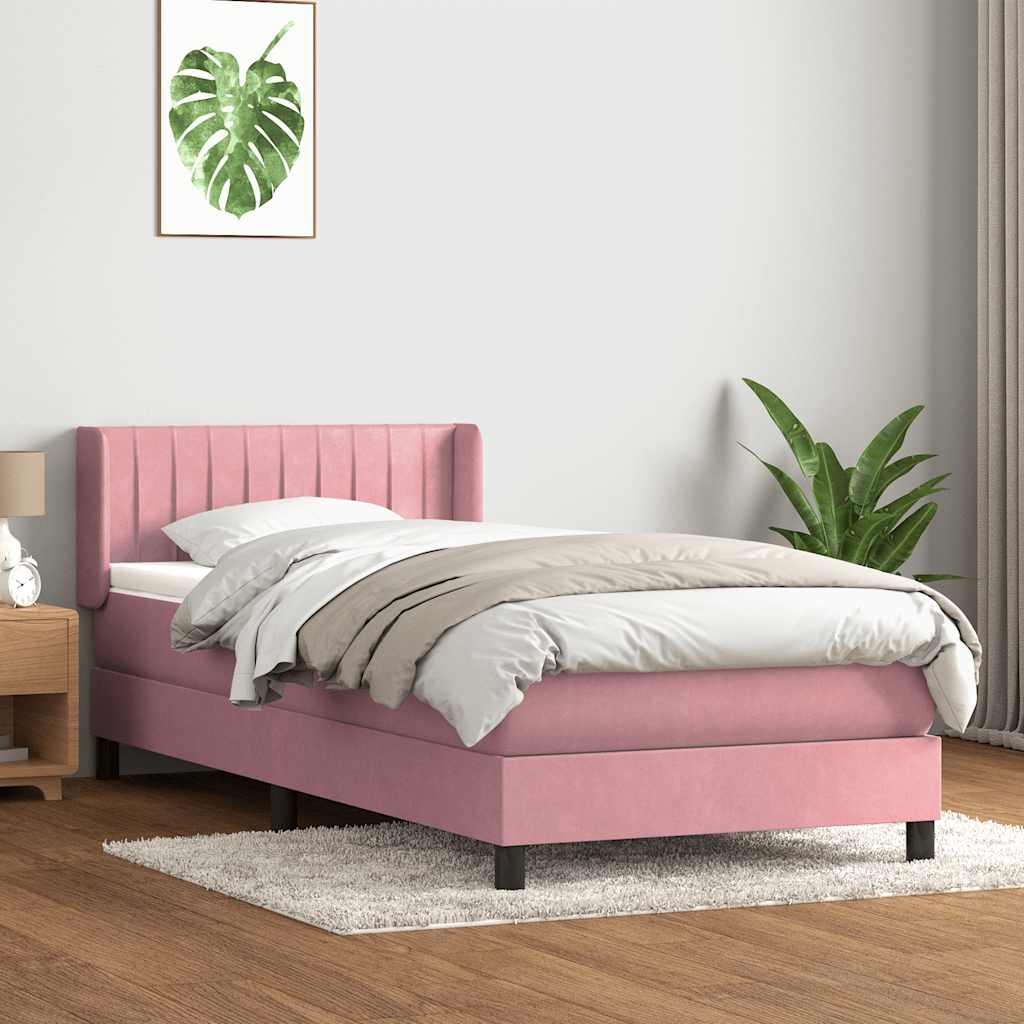 Boxspring met matras fluweel roze 90x210 cm – afbeelding 1