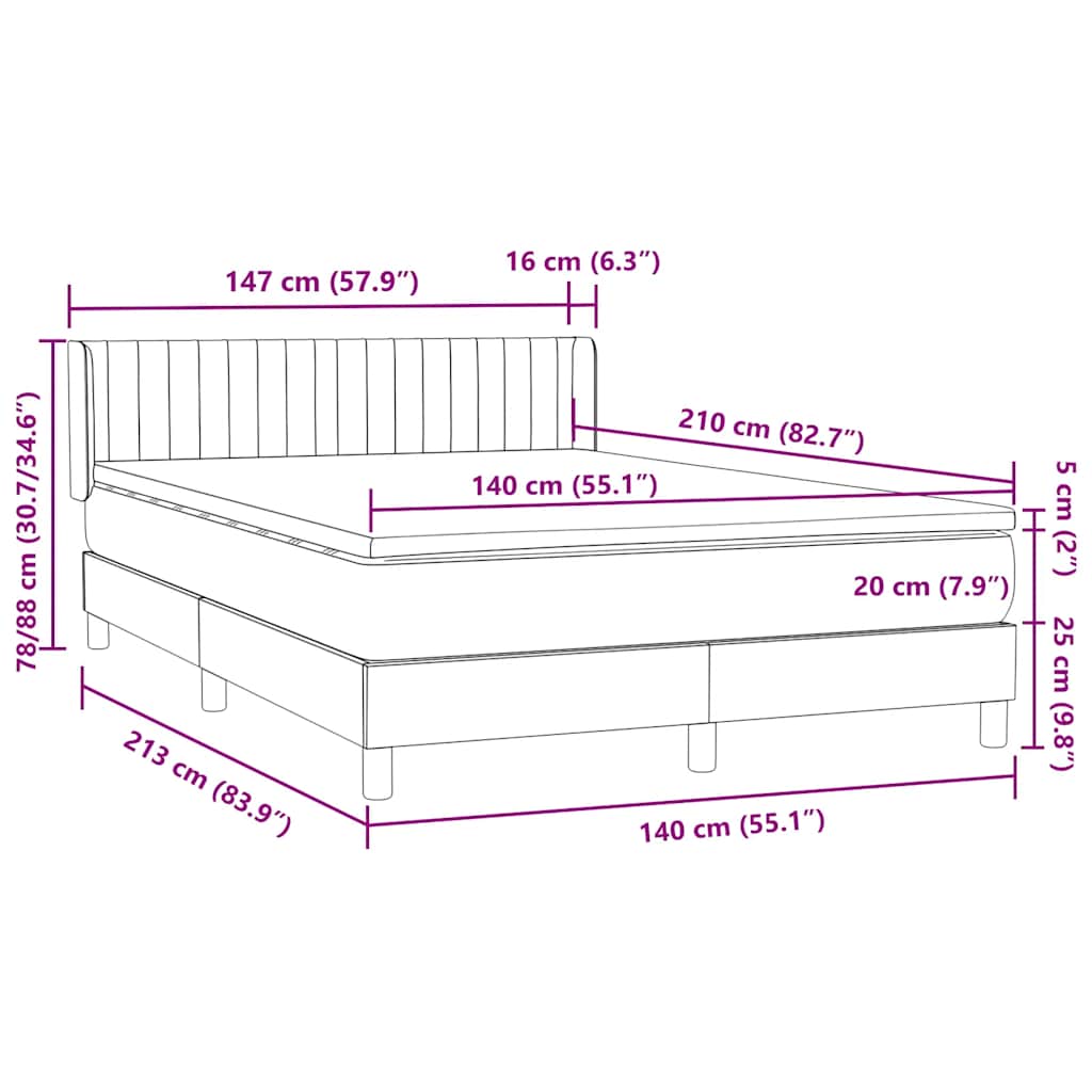 Boxspring met matras fluweel zwart 140x210 cm – afbeelding 12