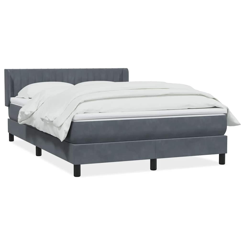 Boxspring met matras fluweel donkergrijs 160x210 cm – afbeelding 2
