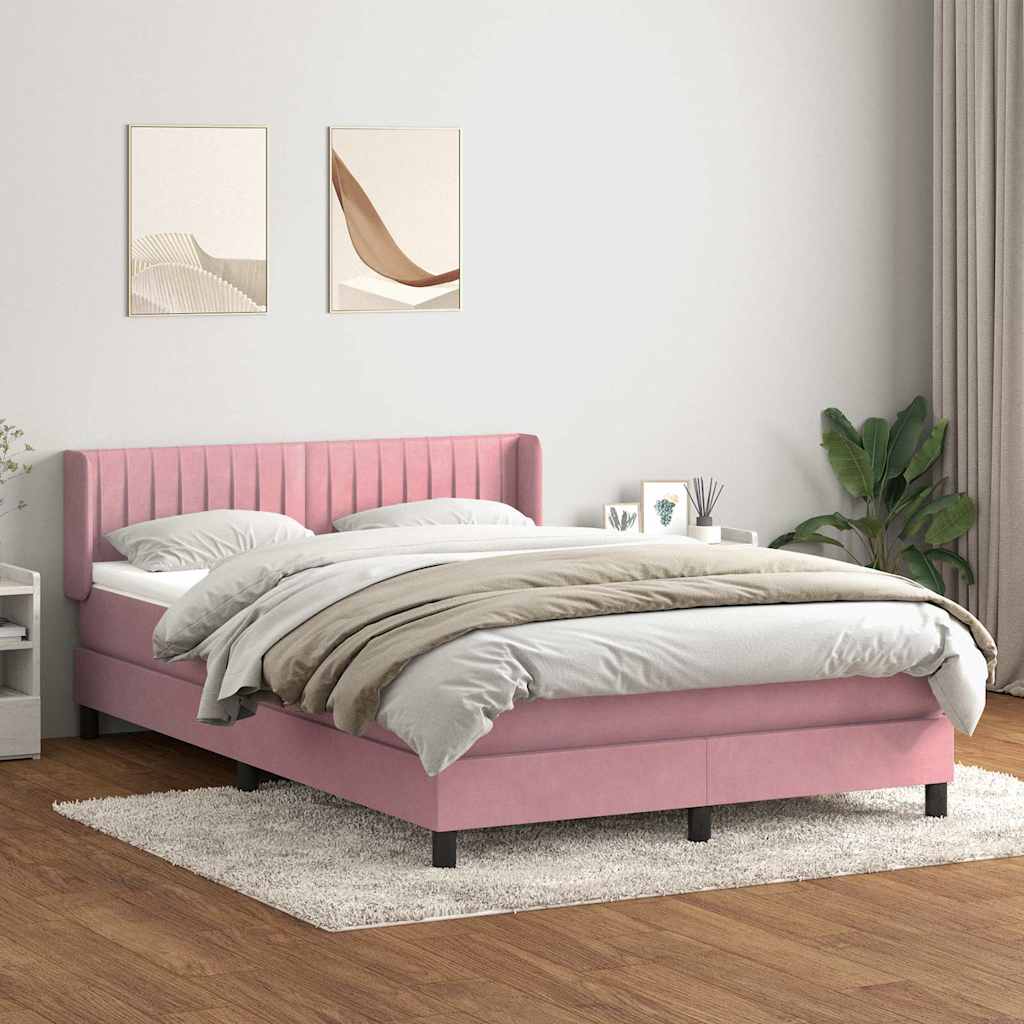 Boxspring met matras fluweel roze 160x210 cm – afbeelding 1