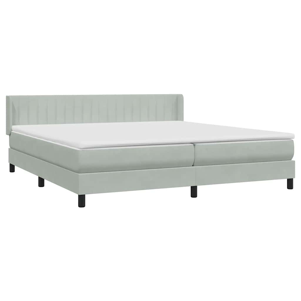 Boxspring met matras fluweel lichtgrijs 200x210 cm – afbeelding 4
