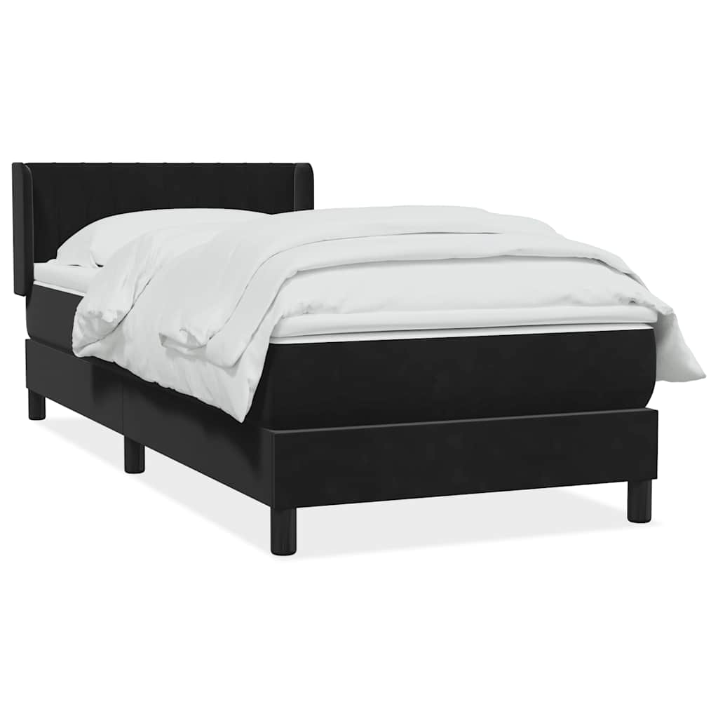 Boxspring met matras fluweel zwart 90x220 cm – afbeelding 1