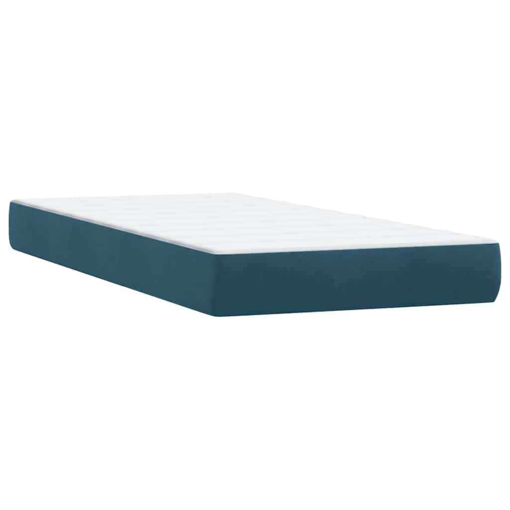Boxspring met matras fluweel donkerblauw 90x220 cm – afbeelding 6