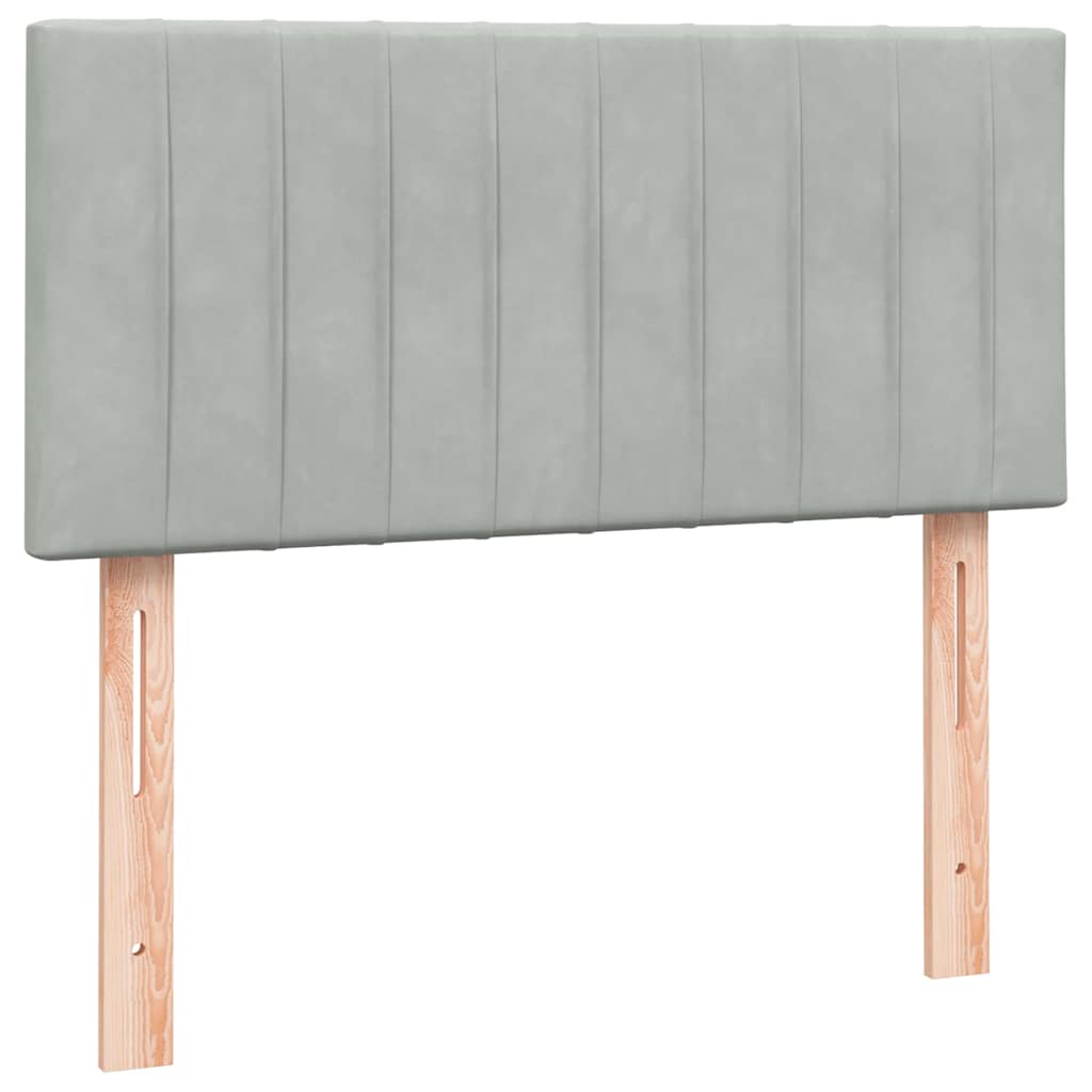 Boxspring met matras fluweel lichtgrijs 100x220 cm – afbeelding 7