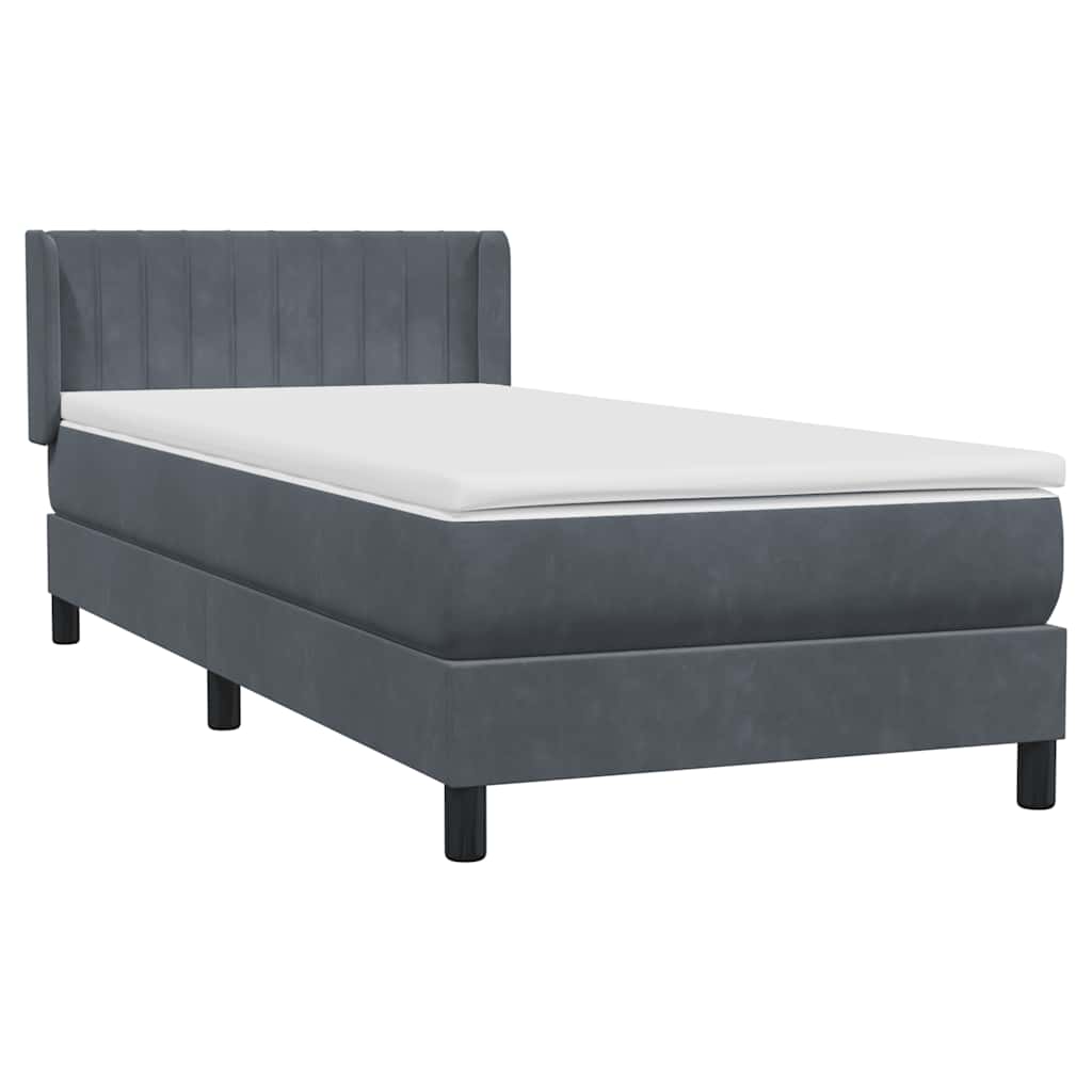 Boxspring met matras fluweel donkergrijs 100x220 cm – afbeelding 4